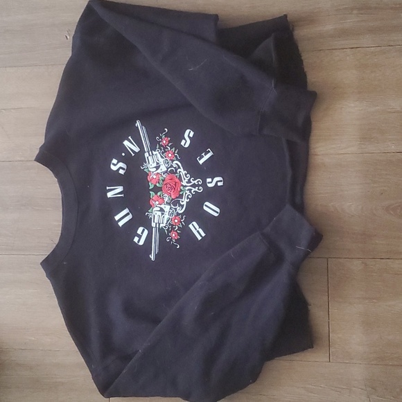 Guns N Roses Cut Off Black Crew Neck Sweatshirt. - Picture 1 of 7